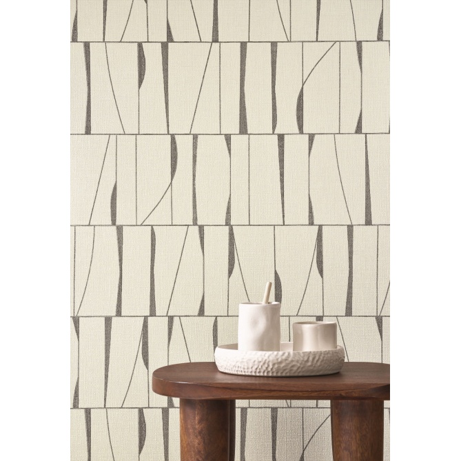 Papel pintado geométrico negro carbón SAYRA 05 | Murake - 880031