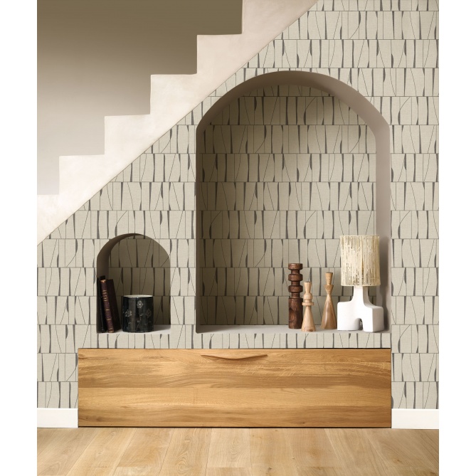 Papel pintado geométrico negro carbón SAYRA 05 | Murake - 880031