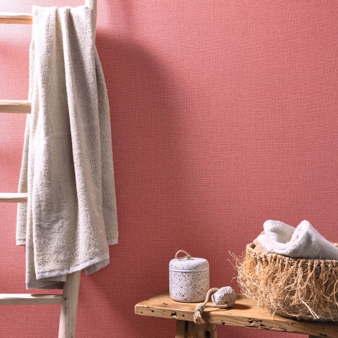 Papel pintado efecto fibra natural frambuesa - YUTARA 46 | MURAKE - 880365