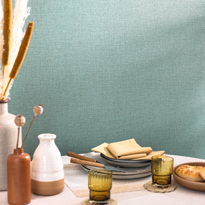 Papel pintado efecto fibra natural menta - YUTARA 68 | MURAKE - 880387