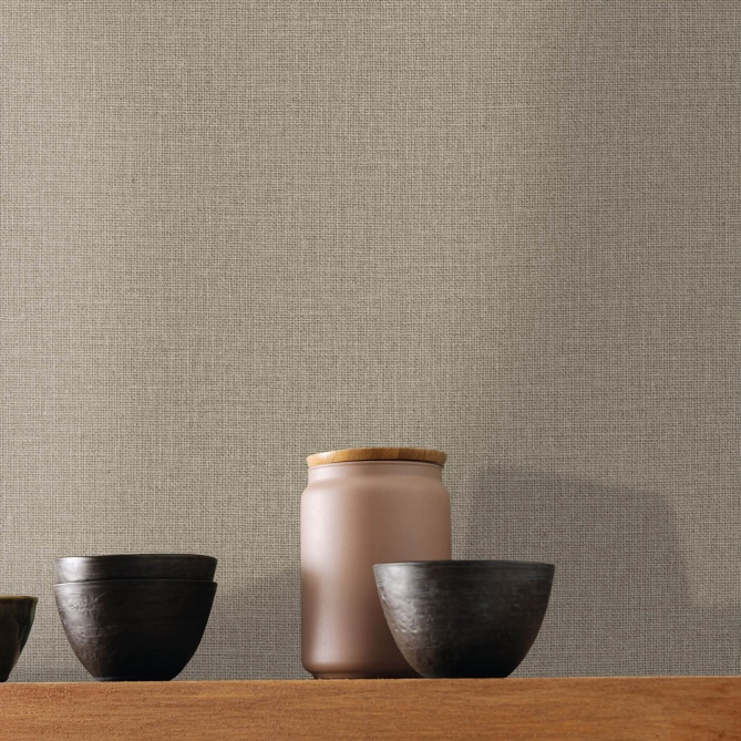 Papel pintado efecto fibra natural gris ceniza - YUTARA 82 | MURAKE - 880401