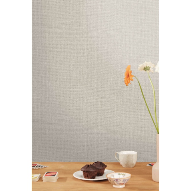Papel pintado efecto fibra natural gris guijarro - YUTARA 81 | MURAKE - 880400