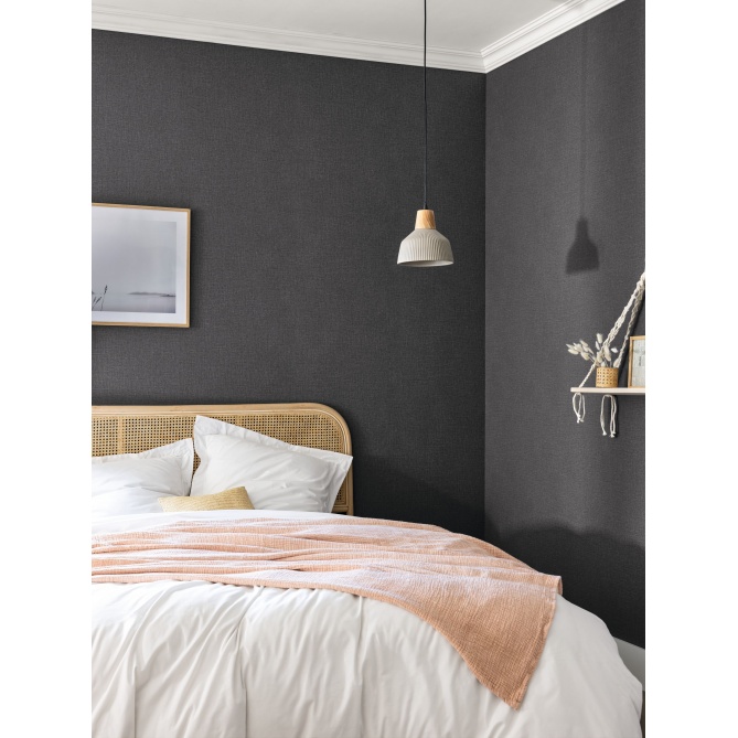 Papel pintado efecto fibra natural antracita - YUTARA 78 | MURAKE - 880397