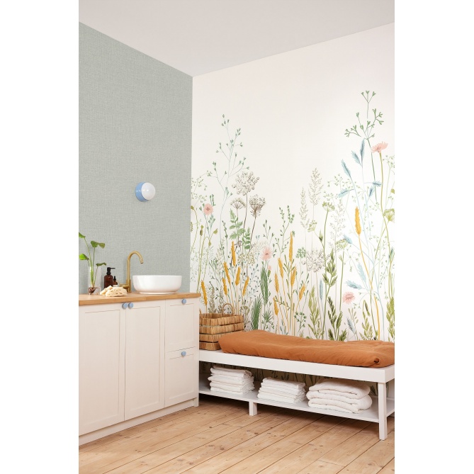 Papel pintado efecto fibra natural celadón - YUTARA 61 | MURAKE - 880380