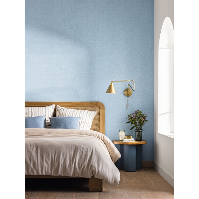 Papel pintado efecto fibra natural azul abismo - YUTARA 52 | MURAKE - 880371