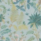 Papel pintado de hojas y flores exóticas azul - KALINDRA 02 | MURAKE - 842101