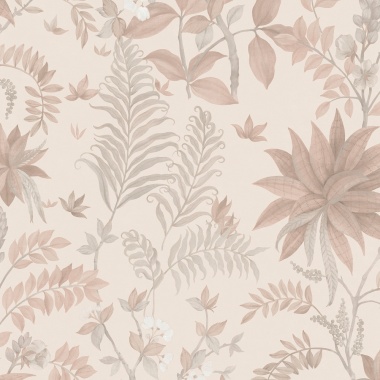 Papel pintado de hojas y flores exóticas rosa - KALINDRA 03 | MURAKE - 842102