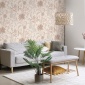 Papel pintado de hojas y flores exóticas rosa - KALINDRA 03 | MURAKE - 842102