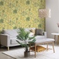 Papel pintado de hojas y flores exóticas amarillo - KALINDRA 04 | MURAKE - 842103