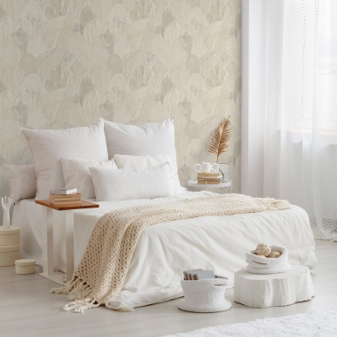 Papel pintado de hojas superpuestas beige - FOLARINE 01 | MURAKE - 842105