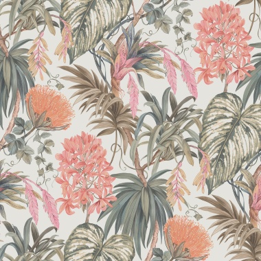 Papel pintado de plantas tropicales rojo - PALMYRIA 03 | MURAKE - 842111
