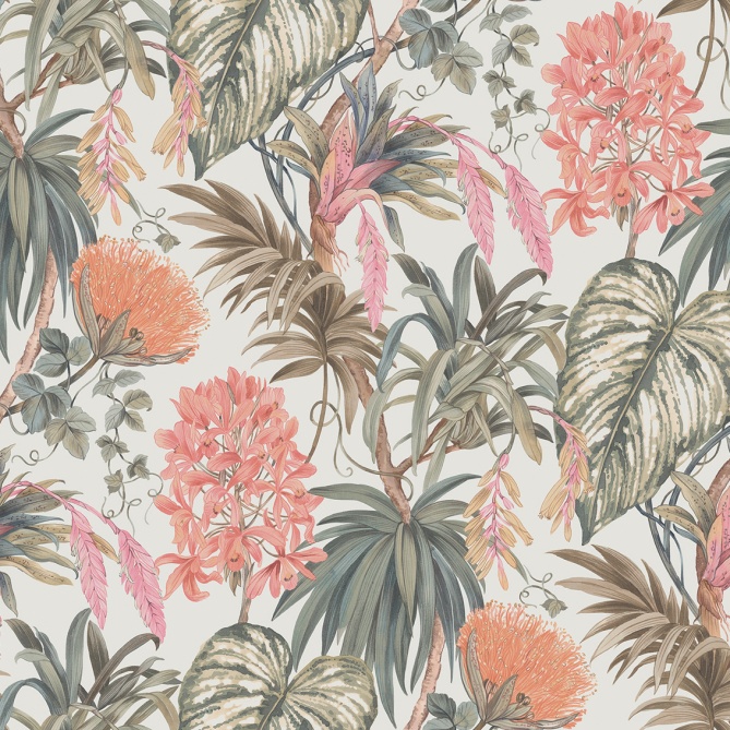 Papel pintado de plantas tropicales rojo - PALMYRIA 03 | MURAKE - 842111