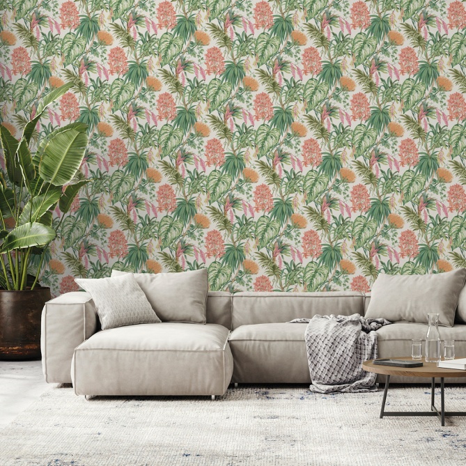 Papel pintado de plantas tropicales verde - PALMYRIA 04 | MURAKE - 842112