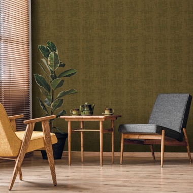 Papel pintado de efecto tejido verde - SERANDIA 07 | MURAKE - 842253