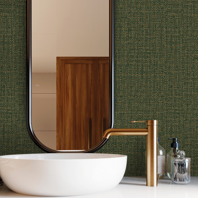 Papel pintado de efecto cestería verde - TREZANA 07 | MURAKE - 842271