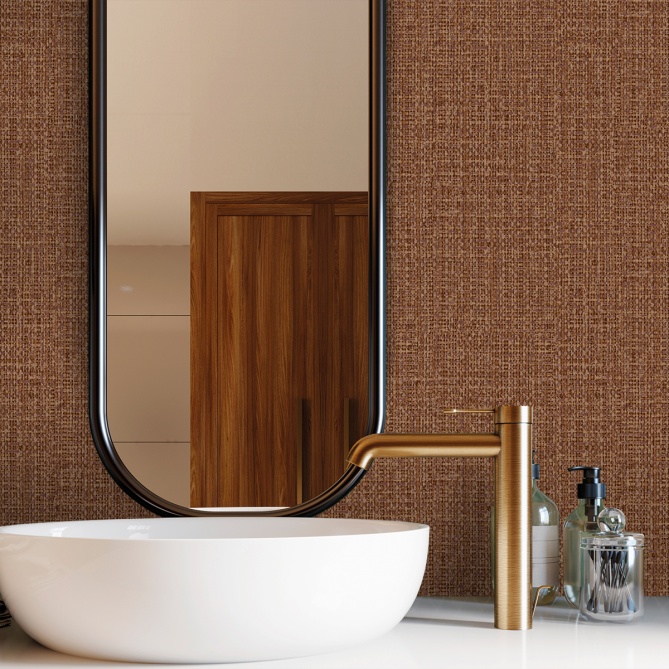 Papel pintado de efecto cestería terracota - TREZANA 10 | MURAKE - 842274