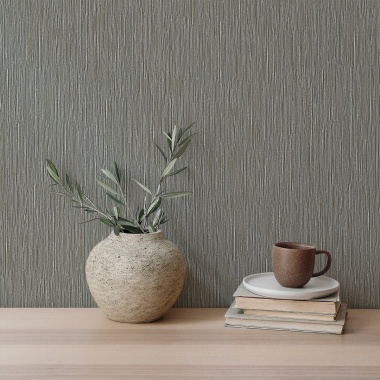 Papel pintado de efecto rafia gris - ORVANTIA 01 | MURAKE - 842276
