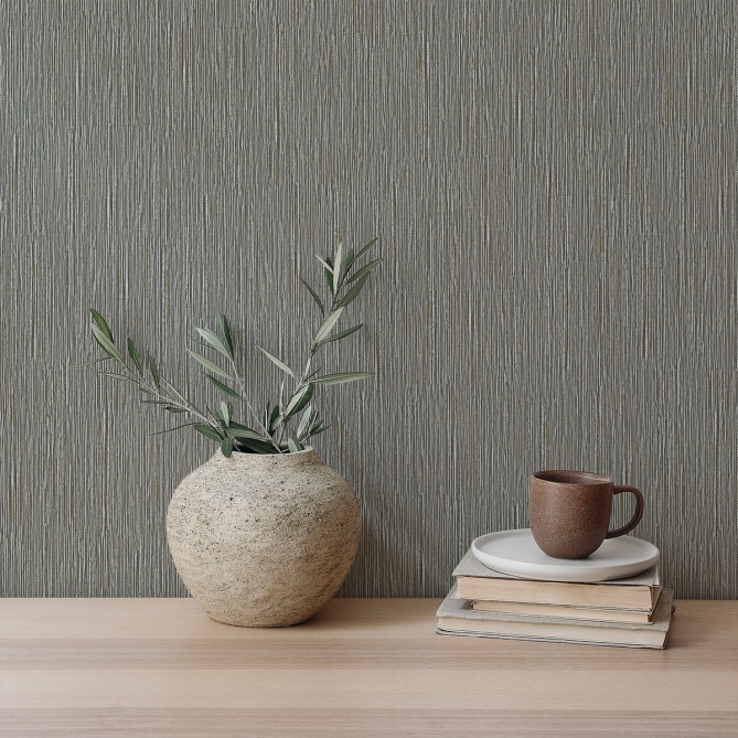Papel pintado de efecto rafia gris - ORVANTIA 01 | MURAKE - 842276
