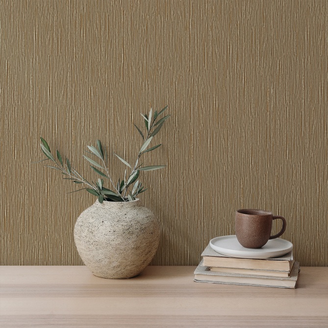 Papel pintado de efecto rafia marrón - ORVANTIA 12 | MURAKE - 842287