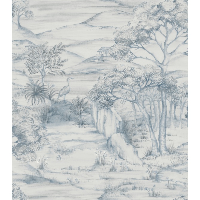 Papel pintado de paisaje oriental azul - MERVANDA 02 | MURAKE - 842119