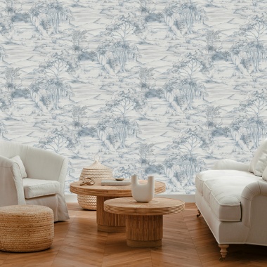 Papel pintado de paisaje oriental azul - MERVANDA 02 | MURAKE - 842119