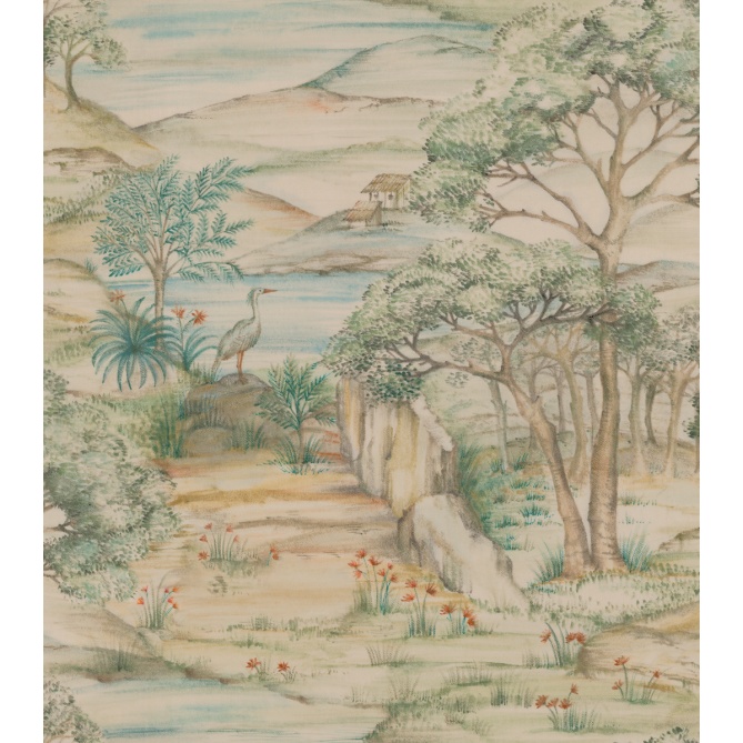 Papel pintado de paisaje oriental verde - MERVANDA 03 | MURAKE - 842120