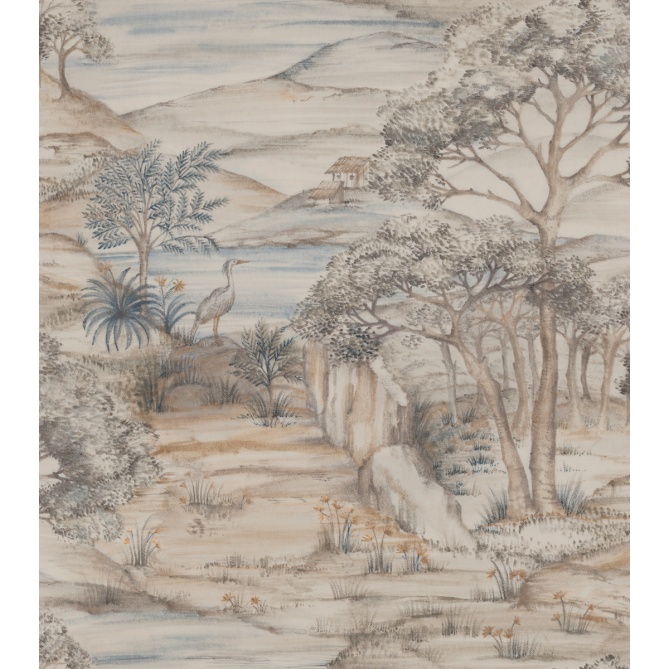 Papel pintado de paisaje oriental azul - MERVANDA 04 | MURAKE - 842121