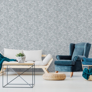 Papel pintado de hojas de acuarela azul - SYLVANDRA 02 | MURAKE - 842123