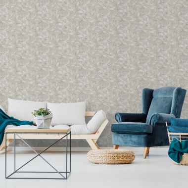 Papel pintado de hojas de acuarela gris - SYLVANDRA 01 | MURAKE - 842122