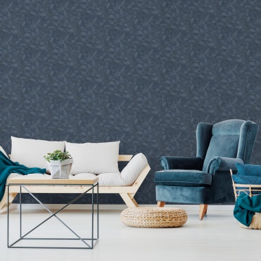 Papel pintado de hojas de acuarela azul - SYLVANDRA 06 | MURAKE - 842127