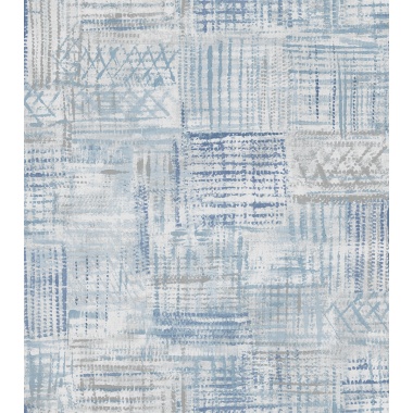 Papel pintado de efecto tejido étnico azul - KANTORIA 02 | MURAKE - 842129