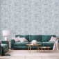 Papel pintado de efecto tejido étnico azul - KANTORIA 02 | MURAKE - 842129