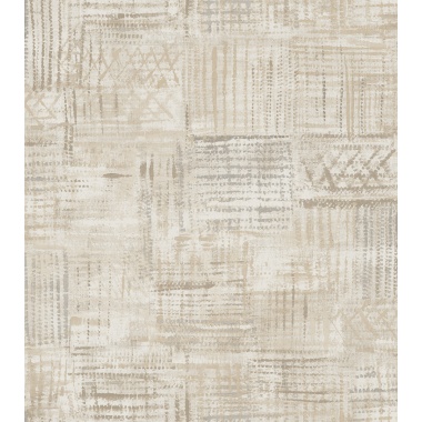 Papel pintado de efecto tejido étnico beige - KANTORIA 01 | MURAKE - 842128