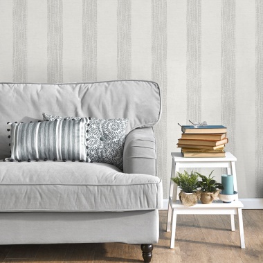 Papel pintado de rayas de efecto textil gris - MESHKARA 04 | MURAKE - 842136