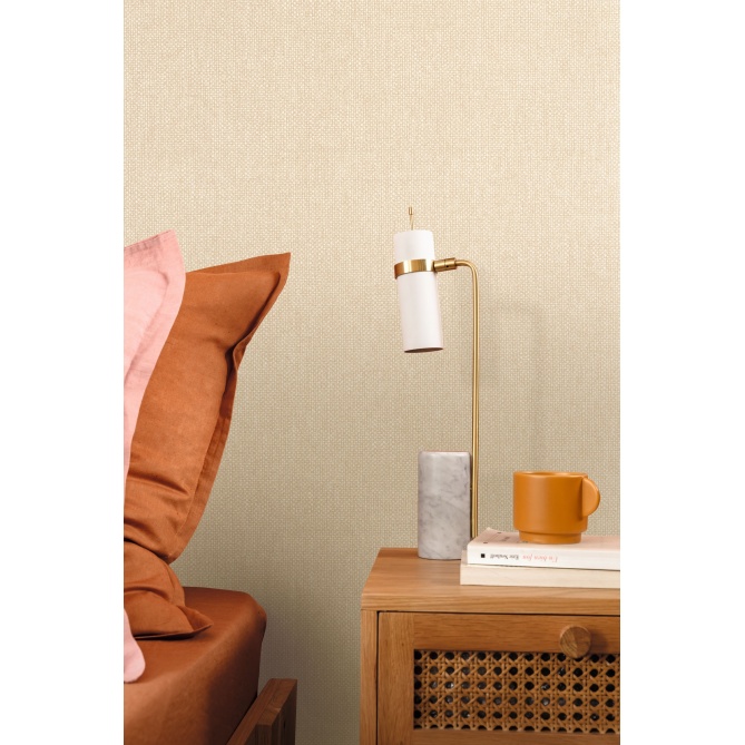 Papel pintado de efecto textil beige guijarro - TESSERA 03 | MURAKE - 880205