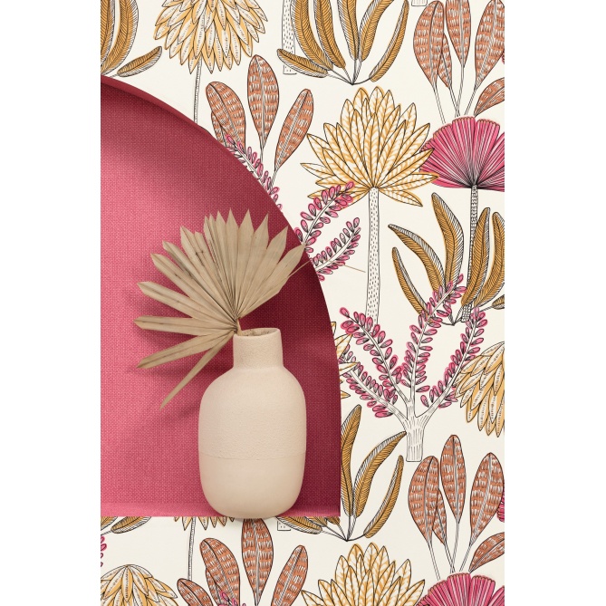Papel pintado de efecto textil fucsia - TESSERA 17 | MURAKE - 880219