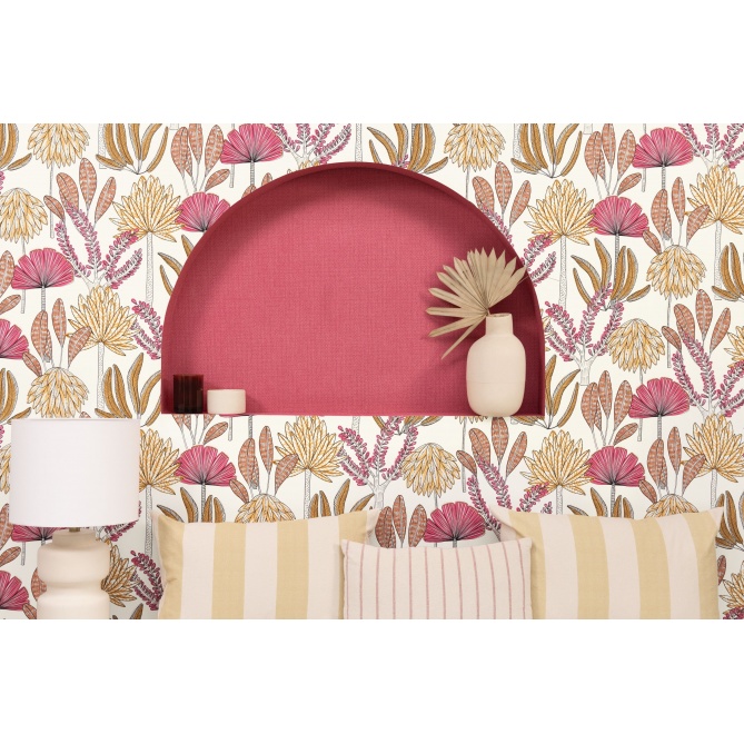 Papel pintado de efecto textil fucsia - TESSERA 17 | MURAKE - 880219