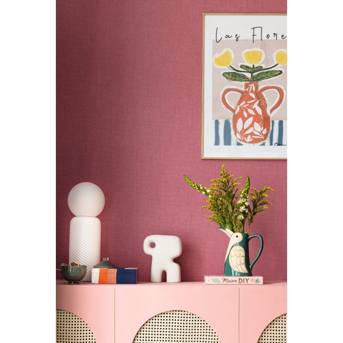 Papel pintado de efecto textil rosa fucsia bicolor - TESSERA 19 | MURAKE - 880221