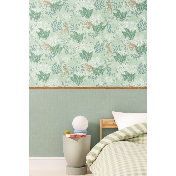 Papel pintado de efecto textil verde celadón - TESSERA 27 | MURAKE - 880229