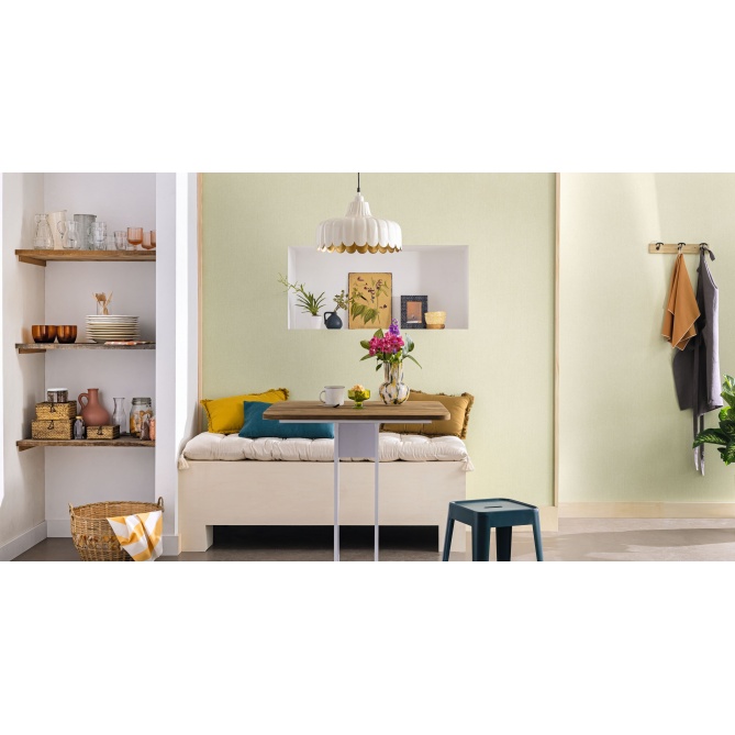 Papel pintado de efecto textil verde liquen - TESSERA 28 | MURAKE - 880230