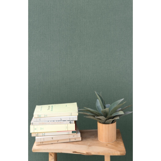 Papel pintado de efecto textil verde eucalipto - TESSERA 29 | MURAKE - 880231