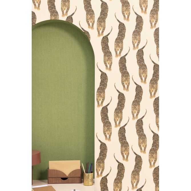 Papel pintado de efecto textil verde caqui - TESSERA 30 | MURAKE - 880232