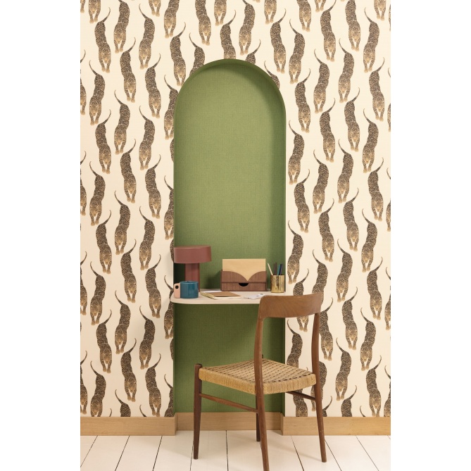 Papel pintado de efecto textil verde caqui - TESSERA 30 | MURAKE - 880232