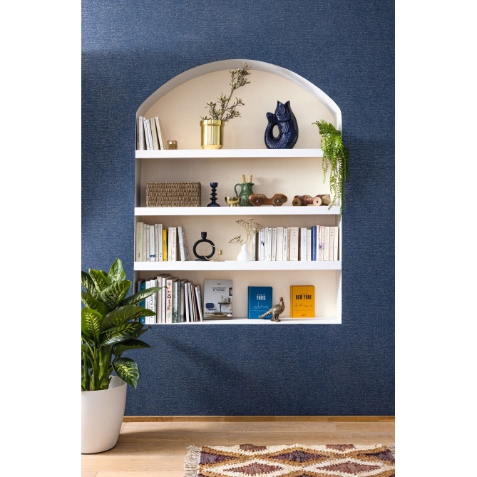 Papel pintado textil metalizado azul de medianoche y oro - TESSERA METAL 05 | MURAKE - 880247