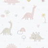 Papel pintado infantil de dinosaurios rosa - DINOZAVR 01 | MURAKE - 842202