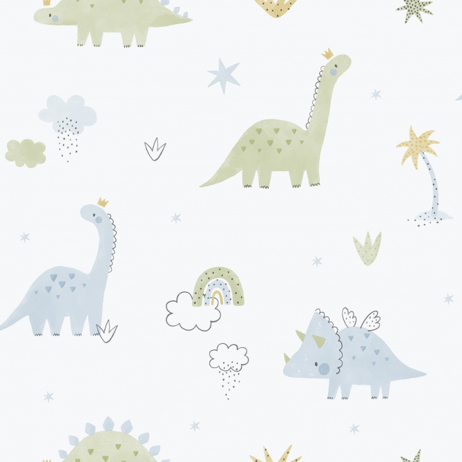 Papel pintado infantil de dinosaurios azul - DINOZAVR 02 | MURAKE - 842203