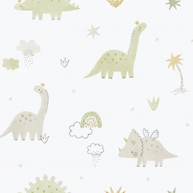 Papel pintado infantil de dinosaurios verde - DINOZAVR 03 | MURAKE - 842204