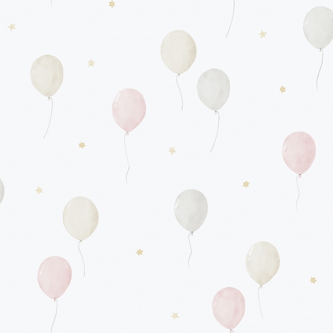 Papel pintado infantil de globos de fiesta rosa - LIFT 01 | MURAKE - 842216