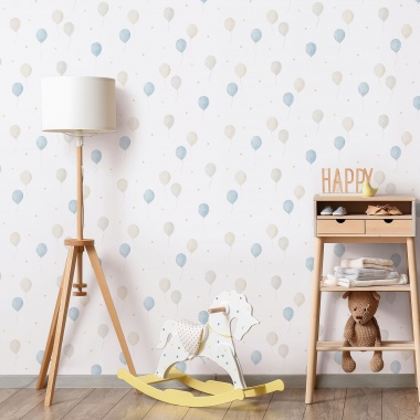 Papel pintado infantil de globos de fiesta azul - LIFT 02 | MURAKE - 842217