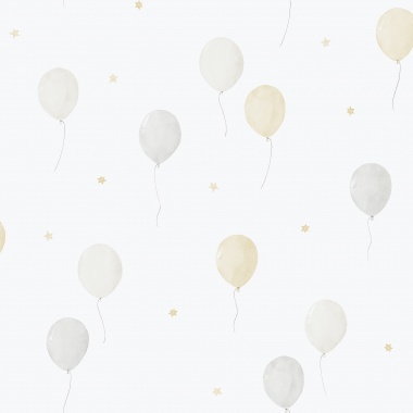 Papel pintado infantil de globos de fiesta beige - LIFT 03 | MURAKE - 842218
